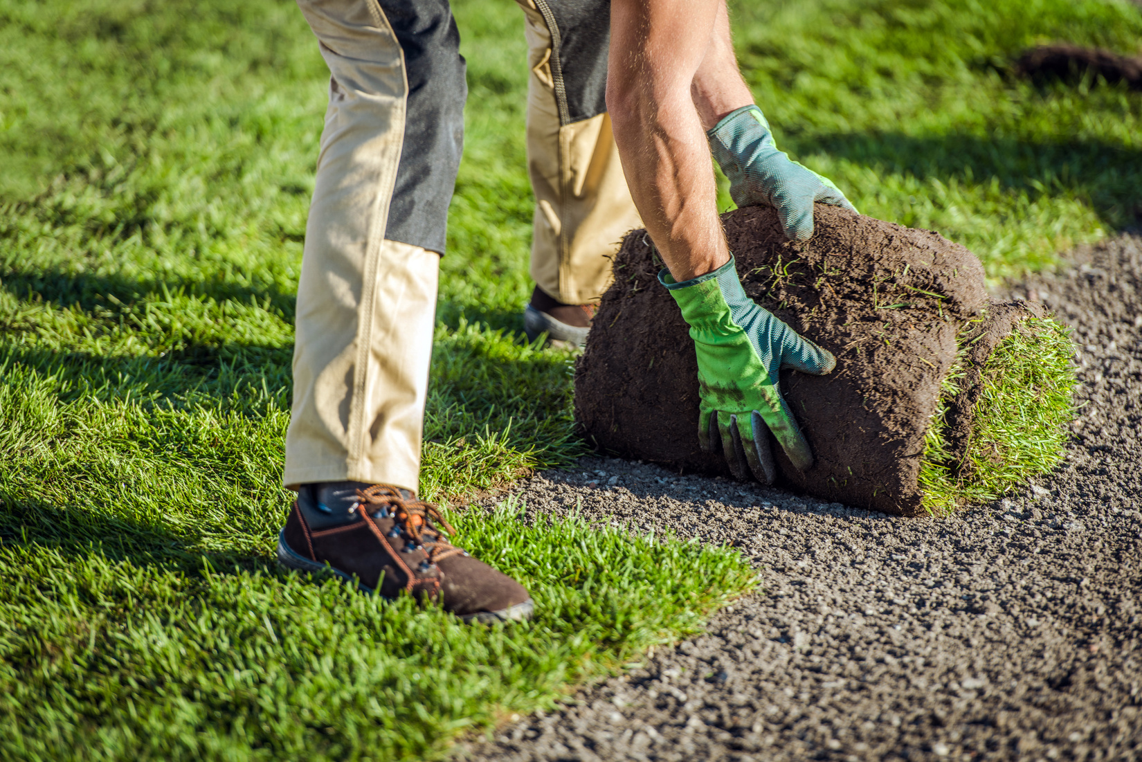 Natural Grass Turfs Installation by Garden Worker